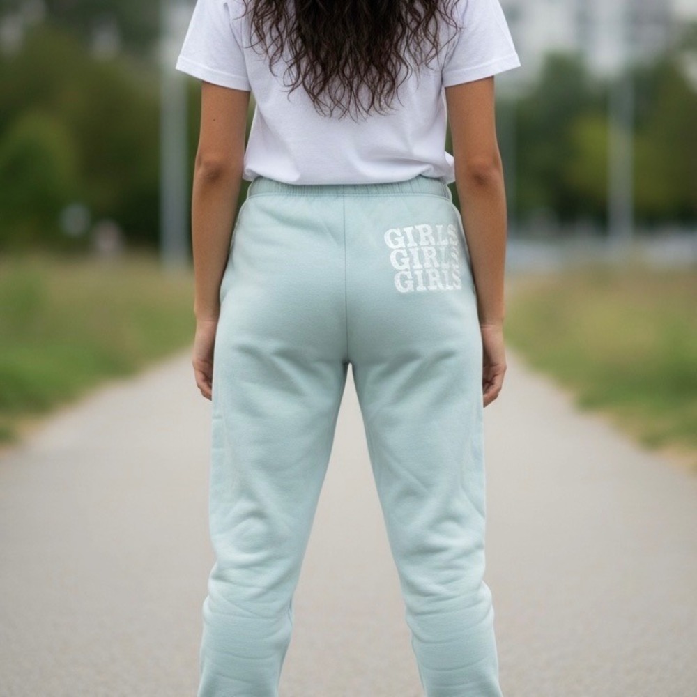 GRLFRND "Girls Girls Girls" Embroidered Cotton Jogger Sweatpants Small